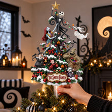 Load image into Gallery viewer, "Celebrate Your Family's Spookiness!" - Cute Spooky Family Tree Topper - Personalized Christmas Gifts for Families Ornament PopCulturePrints
