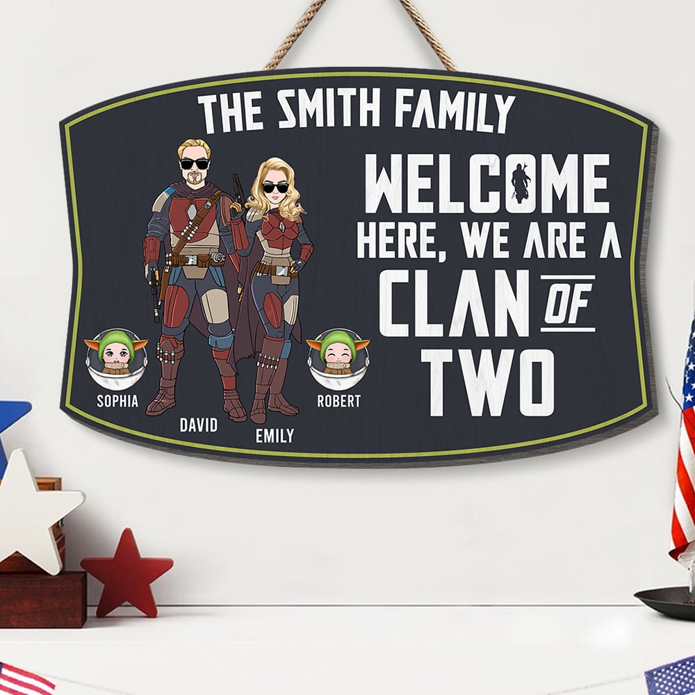 Personalized 'Clan of Two' Wood Sign – Custom Gift for Families Wood Sign PopCulturePrints