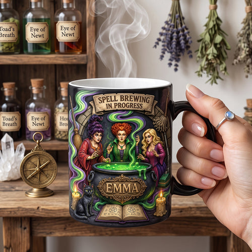 “Brew Up Some Magic!” - Personalized Spooky Brew Magic Mug - Gift for Witch Lovers Coffee Mug PopCulturePrints