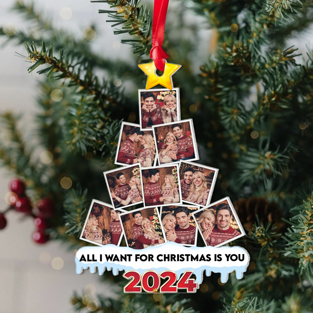 Personalized Couple Christmas Photo Ornament - Unique Love Tree Design for Valentine's Day Gifts Ornament PopCulturePrints