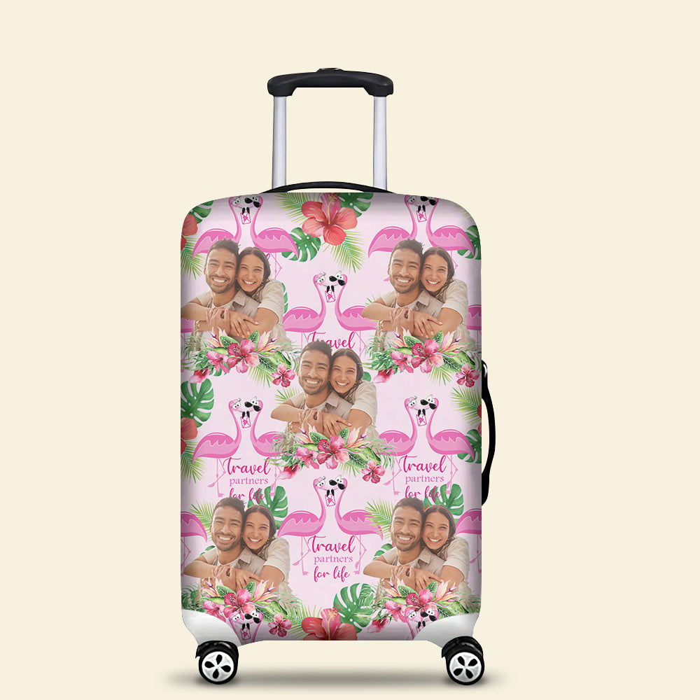 Personalized Couple Luggage Cover - Travel Partners for Life Luggage Covers PopCulturePrints
