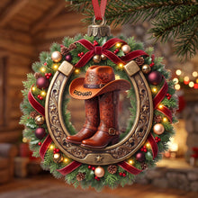 Load image into Gallery viewer, Sparkly Cowgirl &amp; Cowboy Acrylic Ornament - Personalized Christmas Gifts 06tyqn150826 Ornament PopCulturePrints
