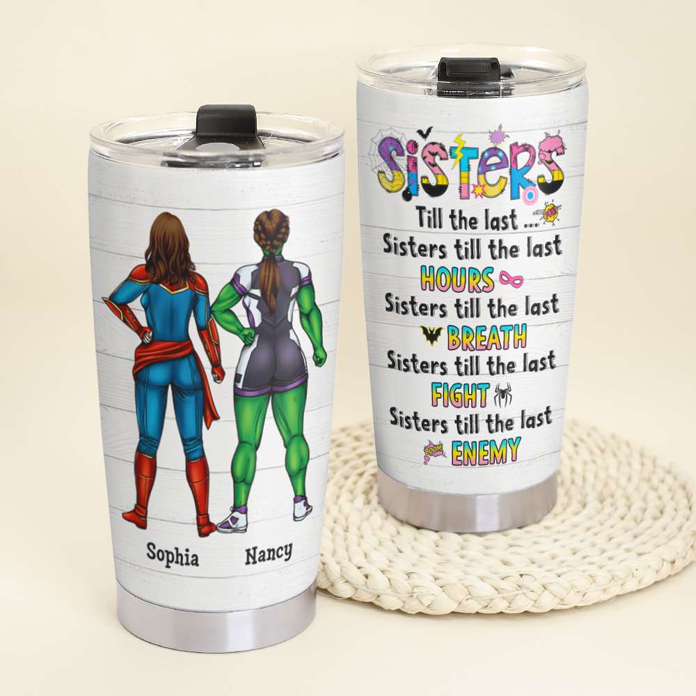 Personalized Superhero Sisters Tumbler Tumbler Cup PopCulturePrints