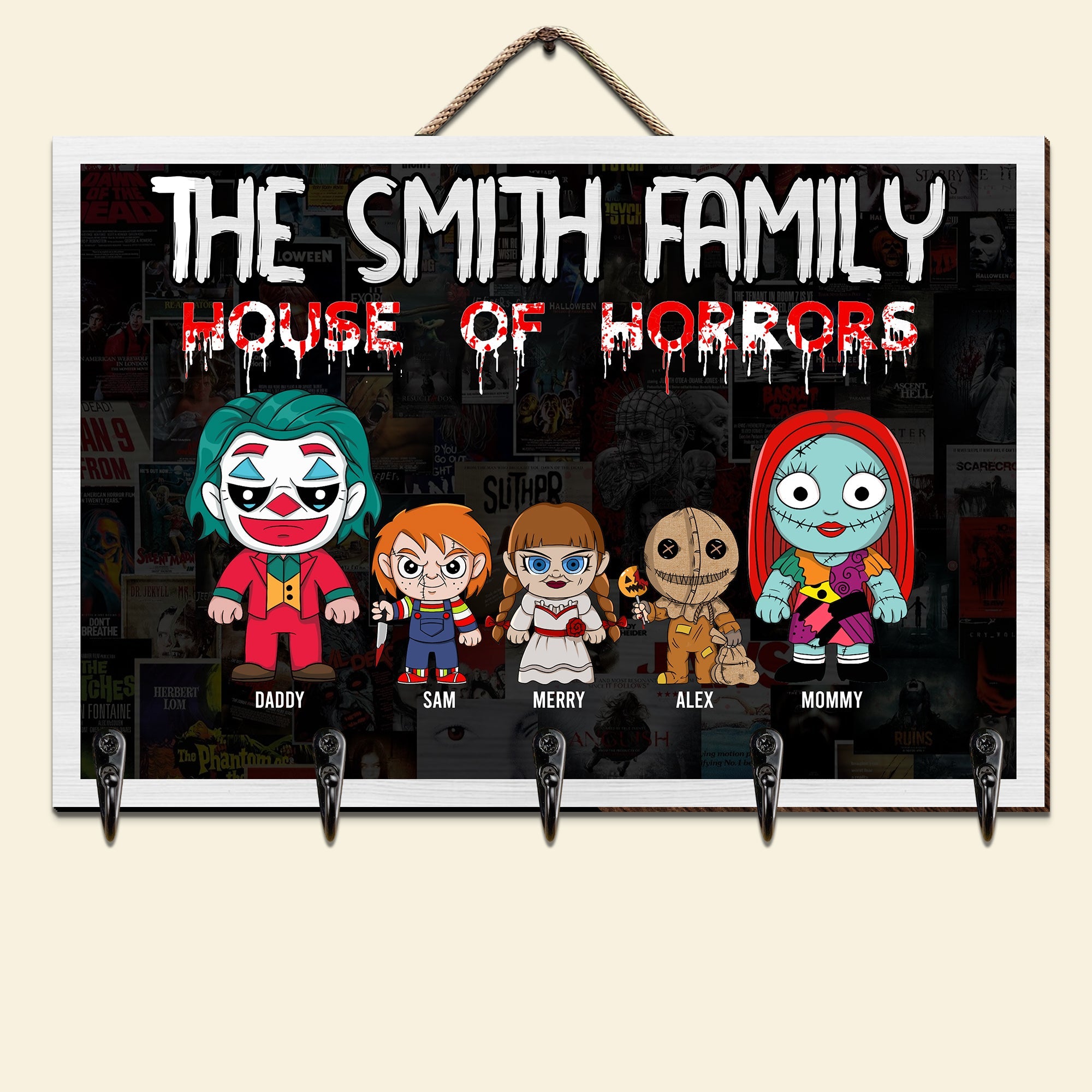 Custom Horror Family Wood Key Hanger Wood Sign PopCulturePrints