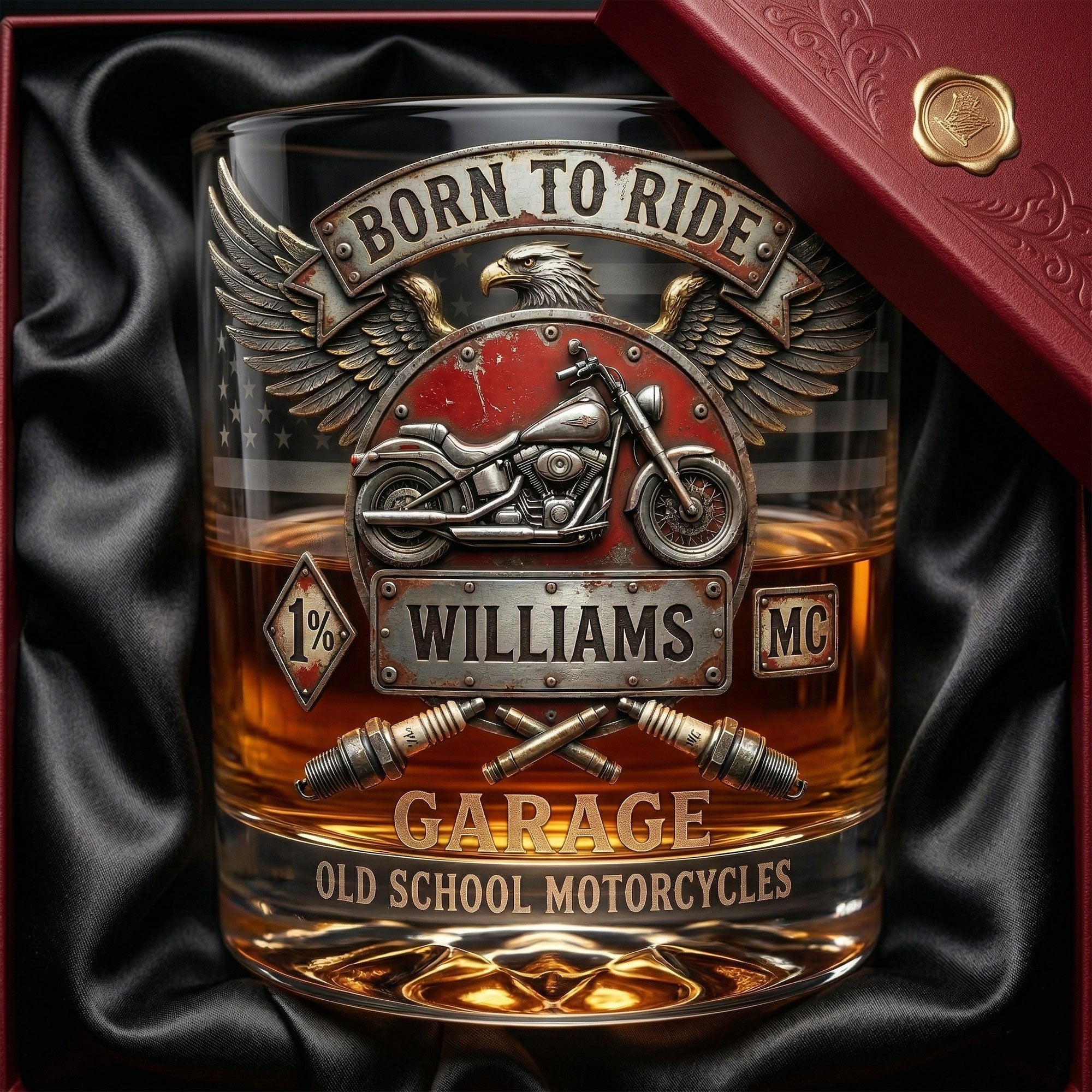 Born To Ride - Personalized 11oz Round Glass for Bikers Glass PopCulturePrints