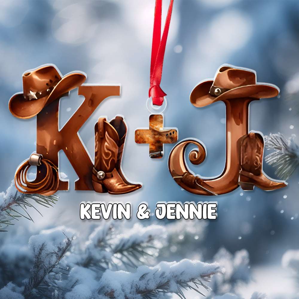 Custom Cowboy Hat Letter Ornament - Personalized Couple Gift for Valentine's Day Gifts Ornament PopCulturePrints