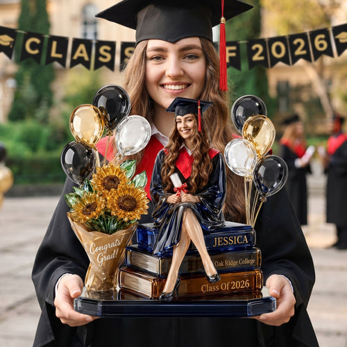 Celebrate Success with Personalized Graduation Memory Acrylic Plaque - Custom Photo Gift for Graduates Shaped Plaques PopCulturePrints