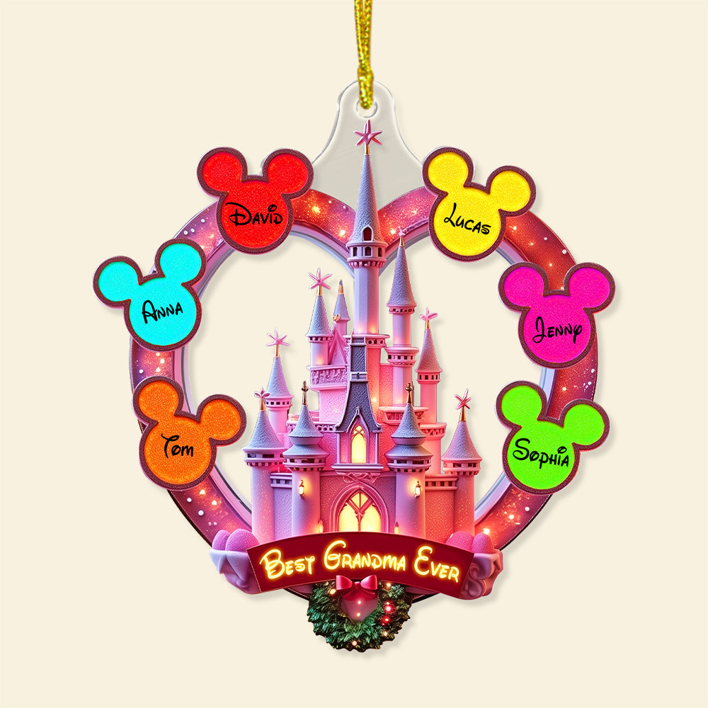 "Best Grandma Ever" - Fantasy Castle Personalized Acrylic Ornament - Custom Gift for Mom and Grandma Ornament PopCulturePrints