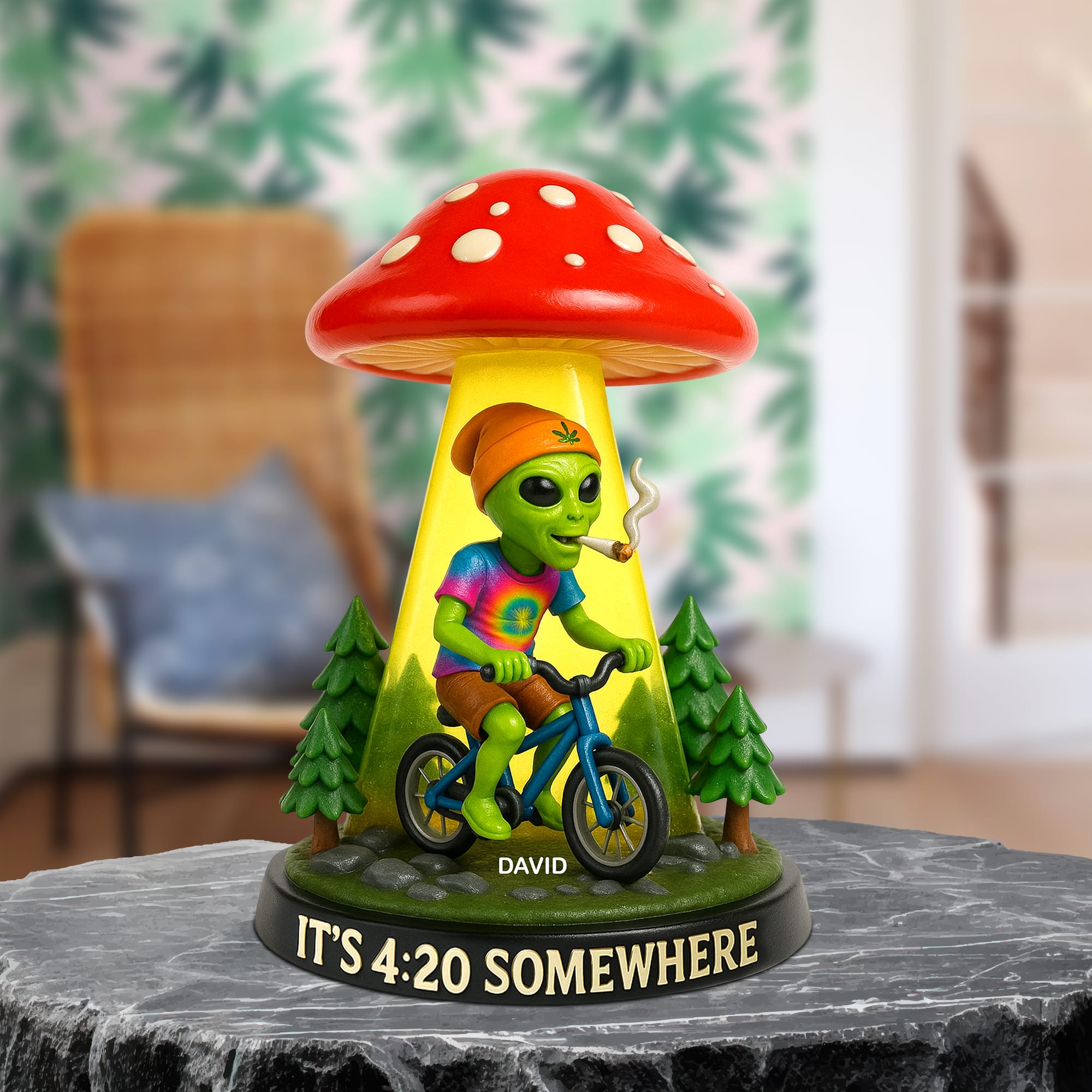 Get Spaced Out with Our Funny Alien Acrylic Plaque - Personalized Gift for Smokers Shaped Plaques PopCulturePrints