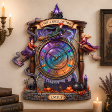 Load image into Gallery viewer, "I Put A Spell On Time" - Mystic Spell Acrylic Wall Clock - Personalized Gift for Witch Lovers
