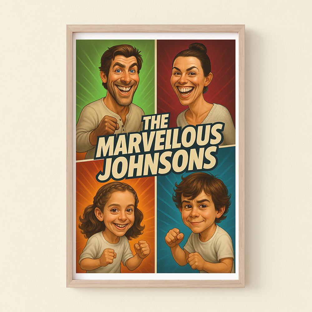 Personalized Family Caricature - A Unique Custom Gift for Loved Ones Poster & Canvas PopCulturePrints