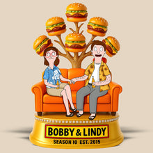 Load image into Gallery viewer, “Love is Like a Burger, It Gets Better Together” - Personalized Burger Couple Acrylic Plaque Gift for Couples, Friends, and Food Lovers Shaped Plaques PopCulturePrints
