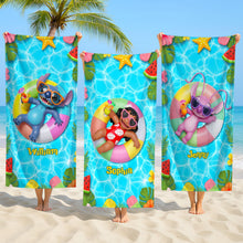 Load image into Gallery viewer, &quot;Make a Splash This Summer!&quot; - Cute Alien Beach Towel, Personalized Gift for Cartoon Lovers Beach Towel PopCulturePrints
