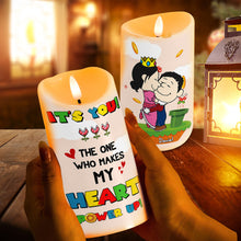Load image into Gallery viewer, Personalized LED Candle for Couples - Heartwarming Hugging Cartoon Design Led Candle PopCulturePrints
