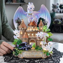 Load image into Gallery viewer, "Beware of This Dragon Mom" - Personalized Fantasy Castle Acrylic Plaque - Gifts for Mom, Grandma, and More Shaped Plaques PopCulturePrints
