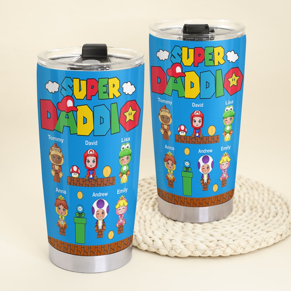 Personalized Super Dad Tumbler - Custom Father's Day Gift Tumbler Cup PopCulturePrints