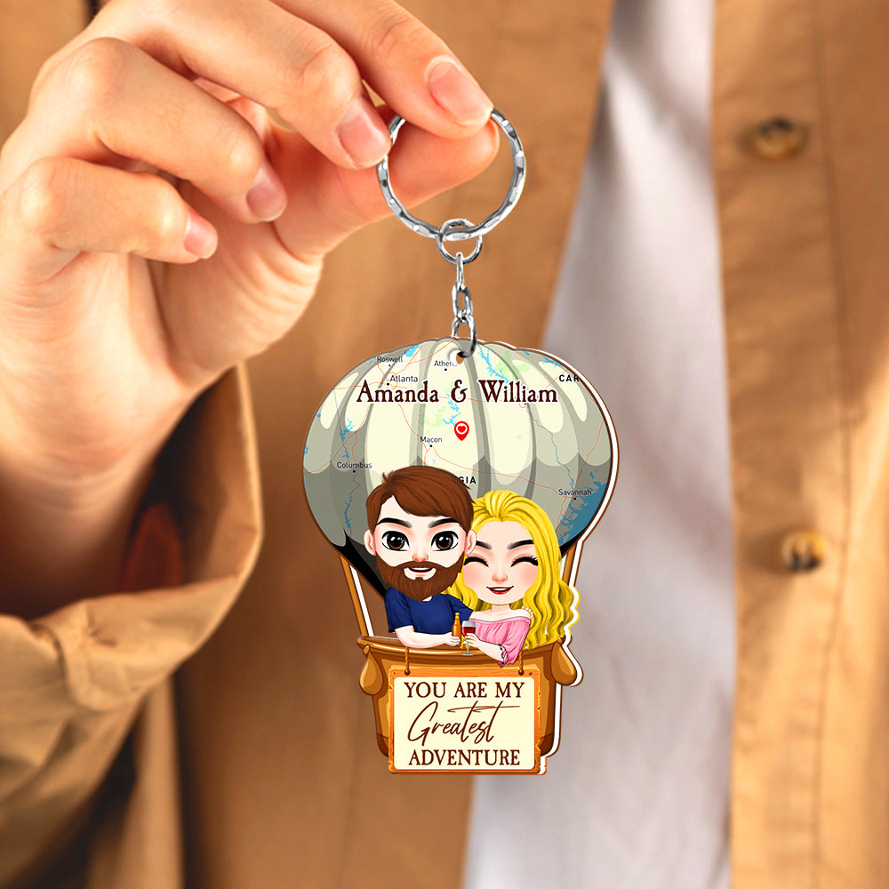You're My Greatest Adventure - Personalized Traveling Couple Keychain Keychains PopCulturePrints