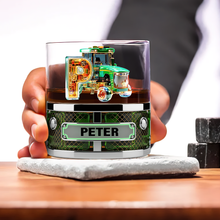 Load image into Gallery viewer, &quot;Personalized Rustic Tractor Glass – Ideal Gift for Tractor Enthusiasts!&quot; Whiskey Glass PopCulturePrints
