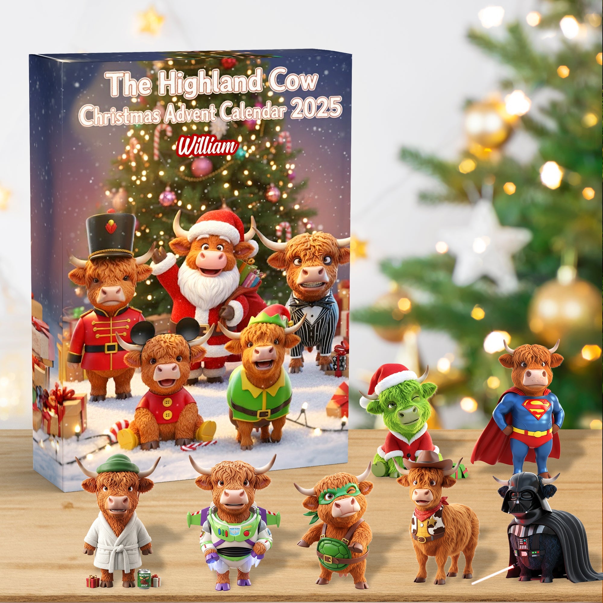 Personalized Highland Cow Christmas Advent Calendar 2025 - A Magical Holiday Surprise Advent Calendar PopCulturePrints