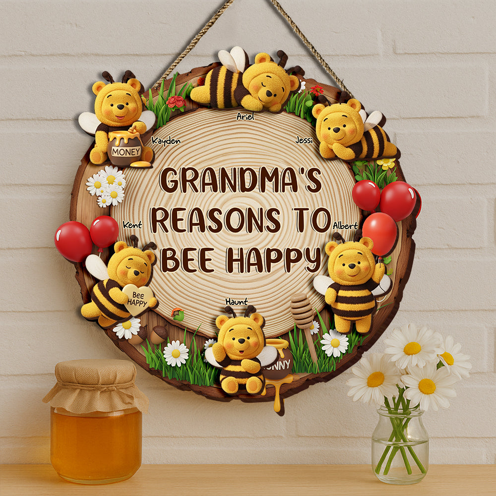 Grandma's Reasons to Bee Happy - Personalized Wood Sign for Grandma Wood Sign PopCulturePrints