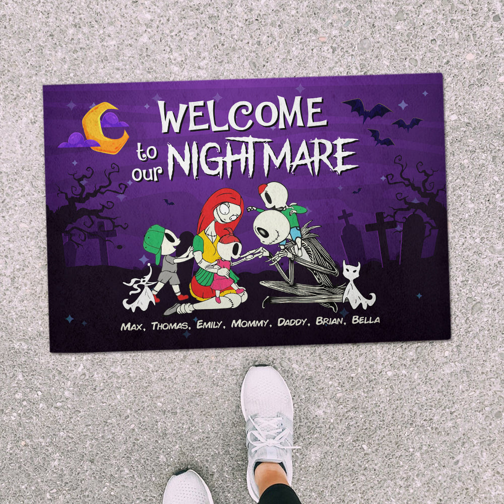 Personalized Horror Themed Family Doormat - Welcome to Our Nightmare Doormat PopCulturePrints