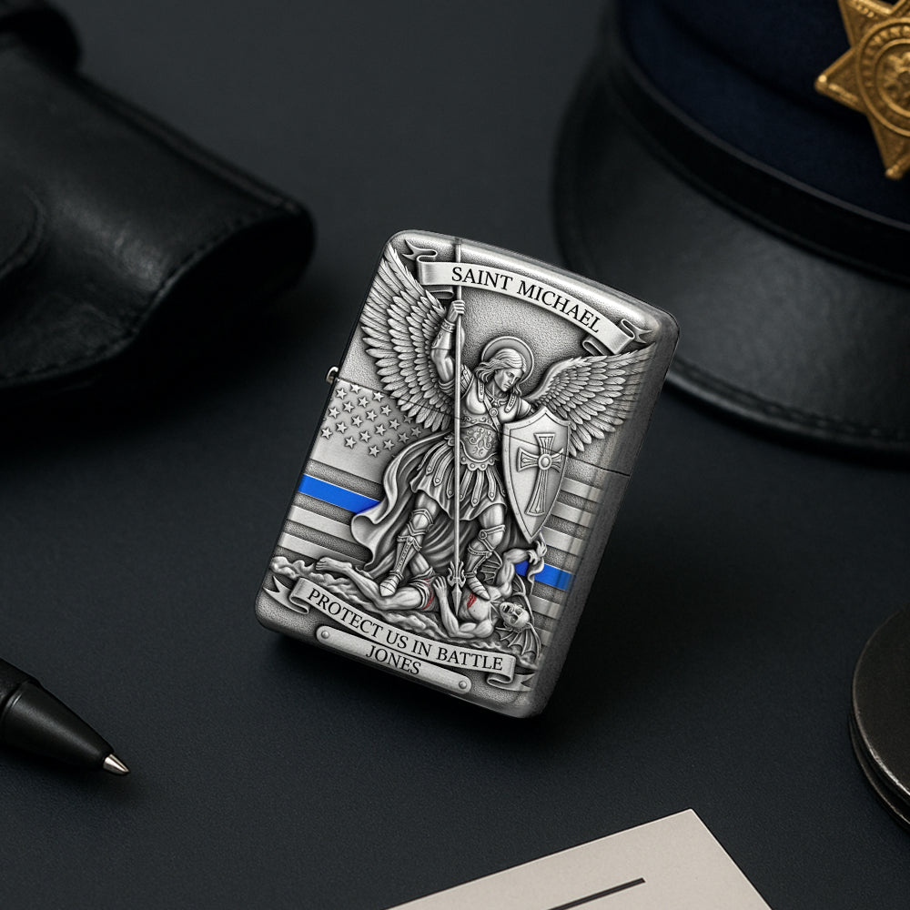 St. Michael Protect Us - Personalized Police Lighter for Officers, Captains, Sheriffs & More Lighter PopCulturePrints
