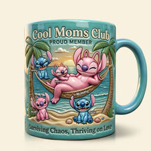 Load image into Gallery viewer, “Surviving Chaos, Thriving on Love” - Chilling Mom &amp; Hers Mischievous Kids Mug - Personalized Gift for Moms, Grandmas, and Loved Ones Coffee Mug PopCulturePrints
