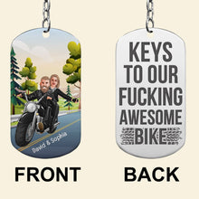 Load image into Gallery viewer, Personalized Biker Couple Keychain - Keys to Our Awesome Bike Keychains PopCulturePrints
