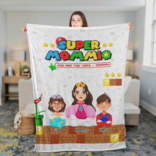 Load image into Gallery viewer, “You Are The Tops - Super Mom Blanket” - Personalized Gift for Mom and Grandma Blanket PopCulturePrints
