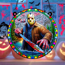 Load image into Gallery viewer, Personalized Horror Character Stained Glass Ornament - Halloween Decoration
