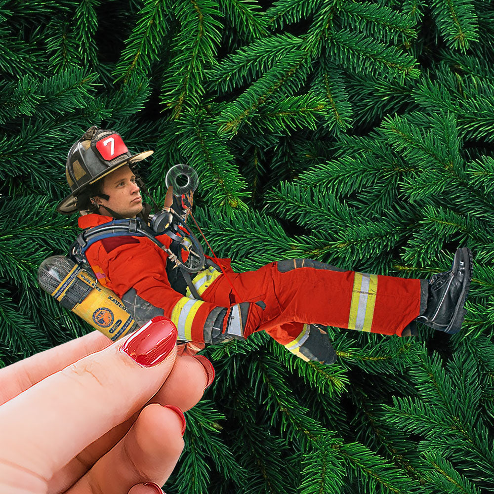 Personalized Firefighter Photo Ornament - Heroic Tribute Keepsake Ornament PopCulturePrints