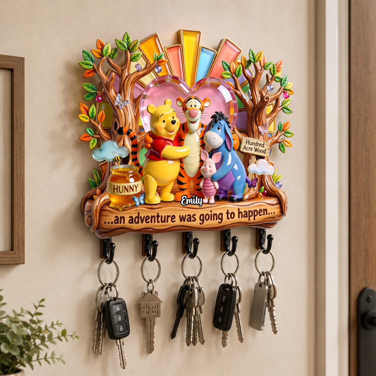 “An Adventure Was Going to Happen” - Happy Friends Acrylic Key Hanger, Personalized Gift for Friends, Family and Loved Ones