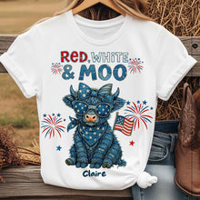 Load image into Gallery viewer, Celebrate Freedom with Style - Highland Cow Freedom Shirt - Personalized Gift for Independence Day AOP Products PopCulturePrints
