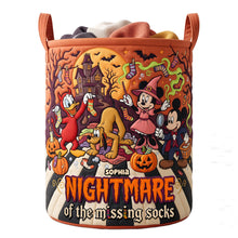 Load image into Gallery viewer, "A Spooktacular Solution: Say Goodbye to Lost Socks!" - Gothic Quilted Laundry Basket - Personalized Halloween Gift for All Ages
