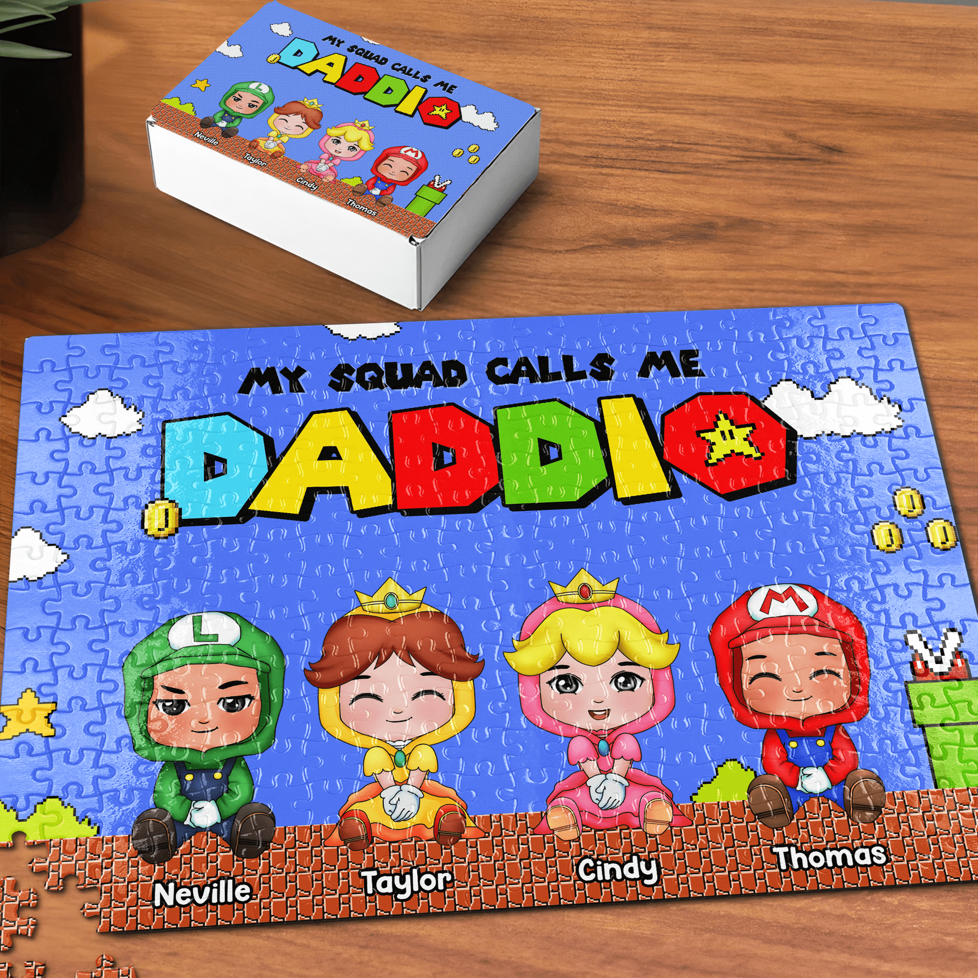 Personalized Super Dad Puzzle - My Squad Calls Me Daddio Jigsaw Puzzles PopCulturePrints