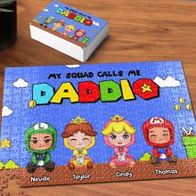 Load image into Gallery viewer, Personalized Super Dad Puzzle - My Squad Calls Me Daddio Jigsaw Puzzles PopCulturePrints
