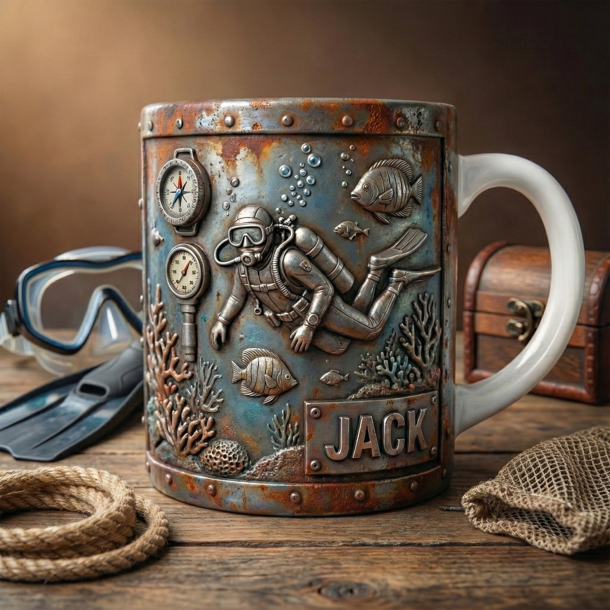 Dive Into Adventure: Personalized Ocean Adventure Coffee Mug - Perfect Gift for Scuba Diving Enthusiasts Coffee Mug PopCulturePrints