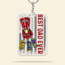 Load image into Gallery viewer, Personalized &#39;Best Dad Ever&#39; Hero Keychain Keychains PopCulturePrints
