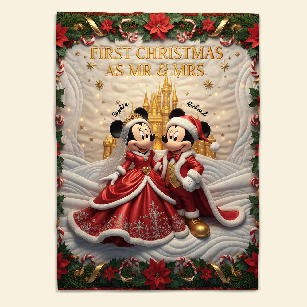 Celebrate Your First Christmas Together - Personalized Blanket for Couples Blanket PopCulturePrints