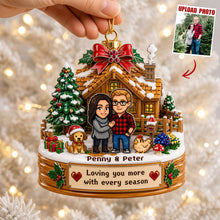 Load image into Gallery viewer, Loving You More with Every Season - Custom Photo Acrylic Ornament for Couples
