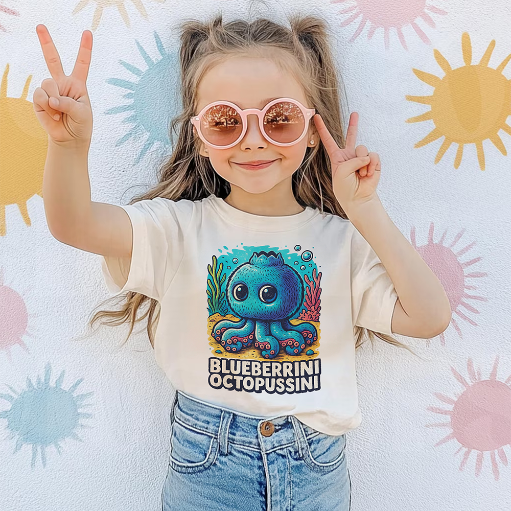 "Bring Joy with Blueberrini Octopussini!" - Customizable Shirt for Kids - Perfect Gift for Marine Life Lovers Shirts PopCulturePrints