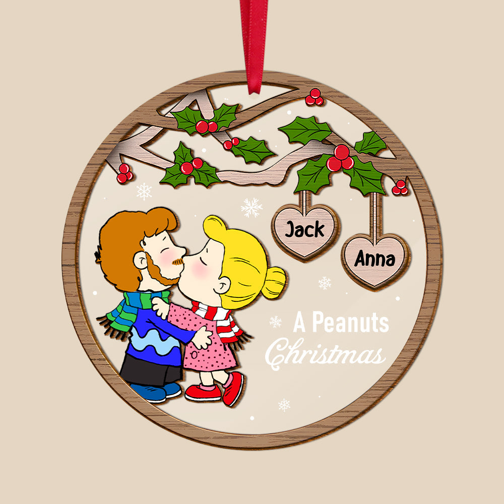 Personalized Peanuts Christmas Couple Ornament