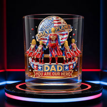 Load image into Gallery viewer, "You Are Our Hero, Dad!" - Personalized Fearless Guardian Dad and Kids Drinking Glass - Gift for Dads, Grandpas &amp; More Glass PopCulturePrints
