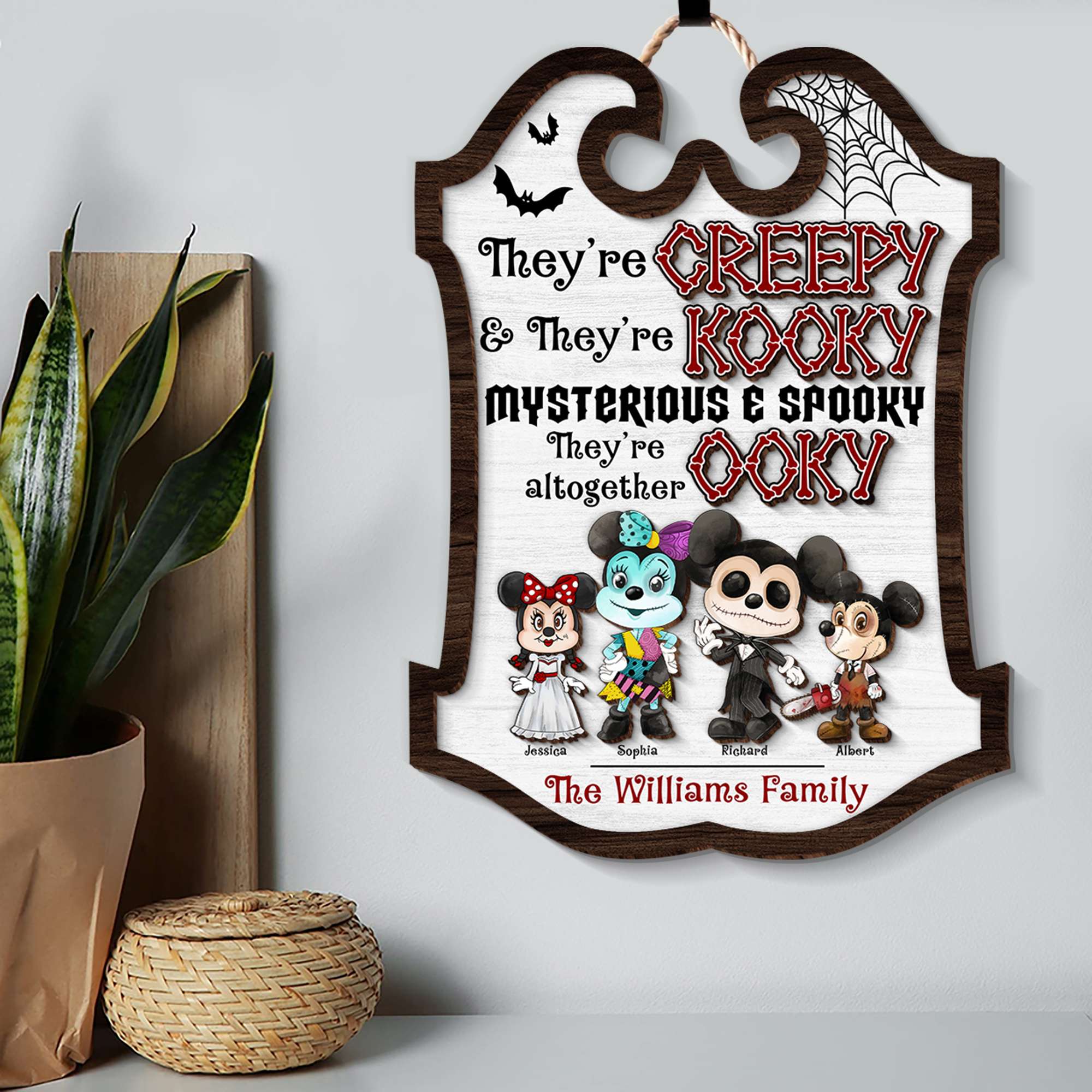 Custom Family Halloween Wood Sign - Creepy & Kooky Wood Sign PopCulturePrints