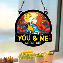 Load image into Gallery viewer, Personalized Cute Cartoon Couple Kissing Suncatcher Ornament
