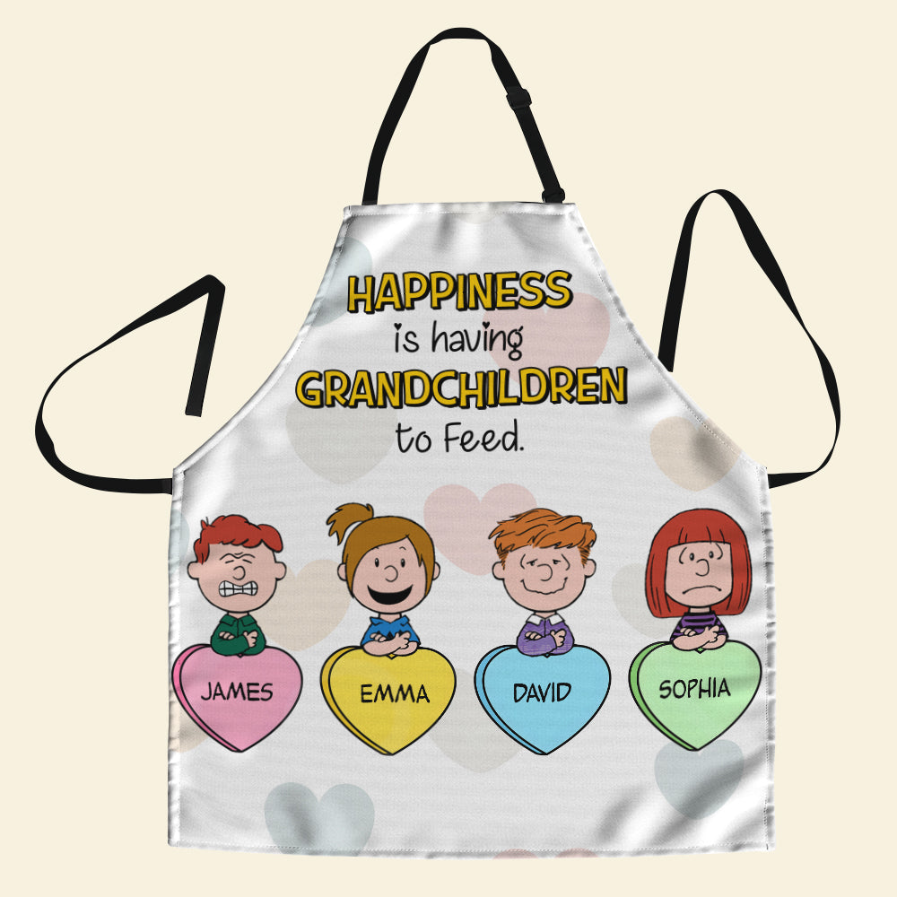 Personalized Grandma Aprons - Happiness Is Having Grandchildren To Feed