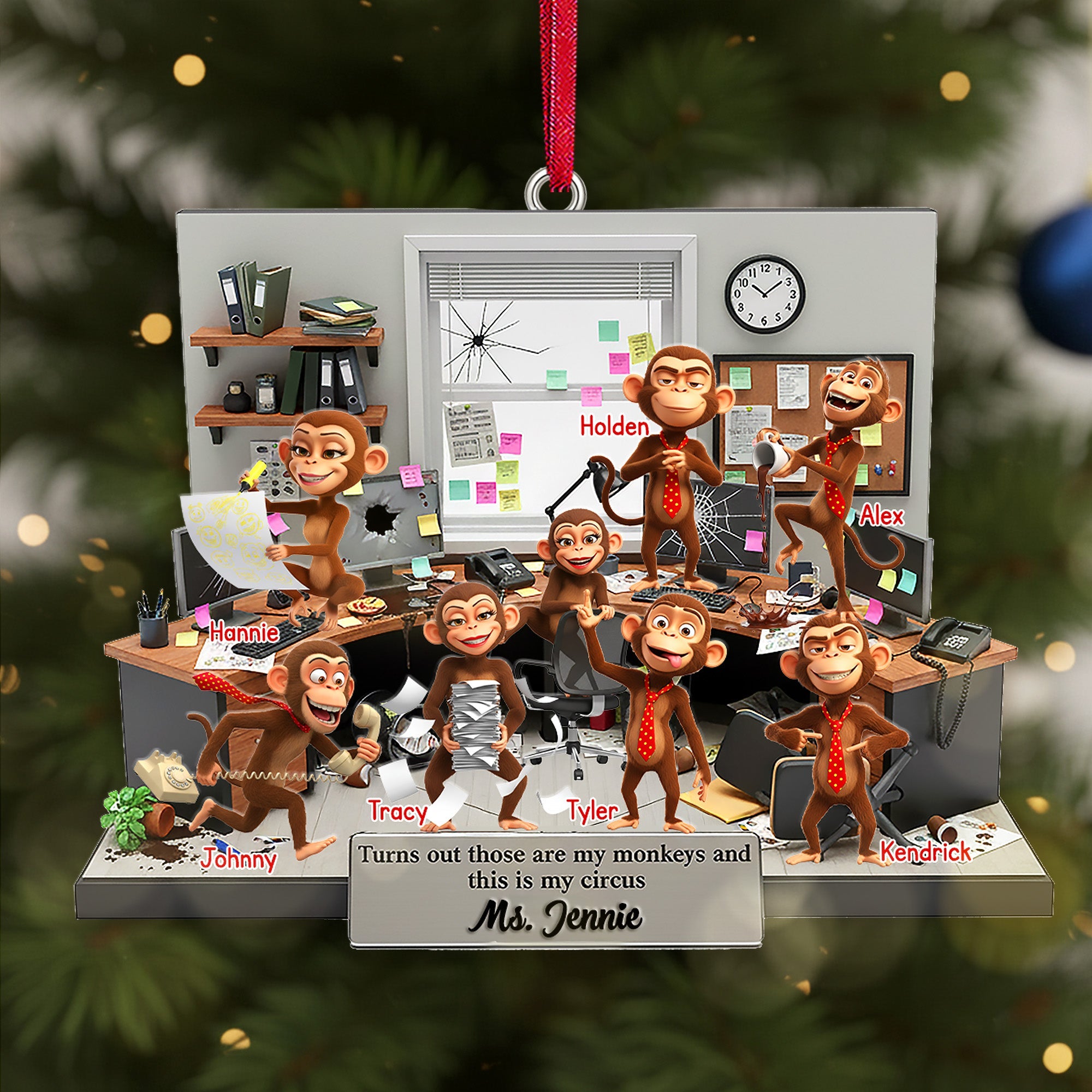 “Turns Out Those Are My Monkeys and This Is My Circus” - Funny Coworker Monkey Acrylic Ornament - Personalized Gift for Boss, Coworkers, and Friends Ornament PopCulturePrints