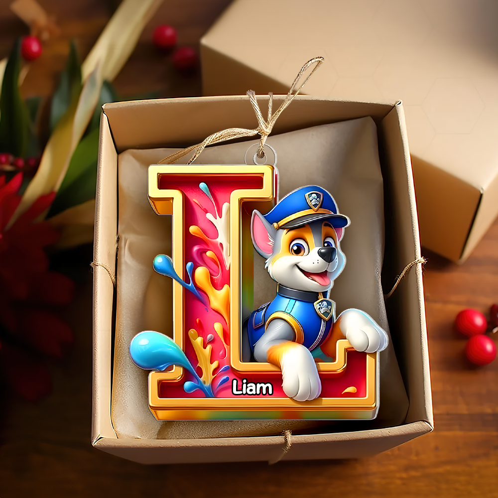 Personalized Christmas Ornament for Dog Lovers - Letter 'L' Ornament PopCulturePrints
