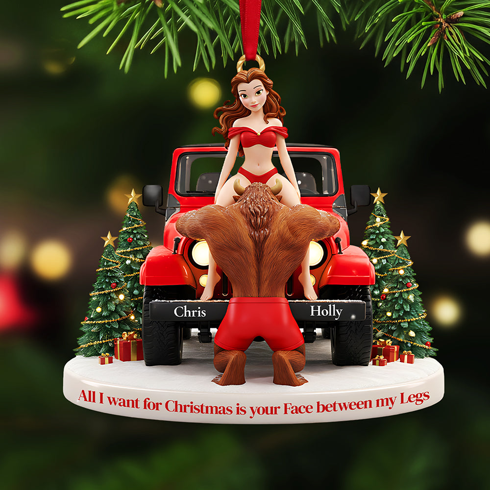 All I Want for Christmas is Your Face - Personalized Naughty Couple Acrylic Ornament Ornament PopCulturePrints