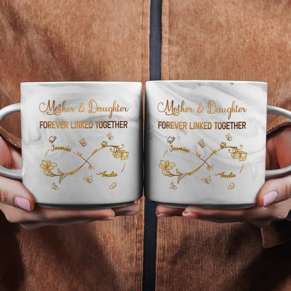 The Love Between Mother & Daughter Is Forever - Personalized Marble Mug for Mom & Grandma Marble Mug PopCulturePrints